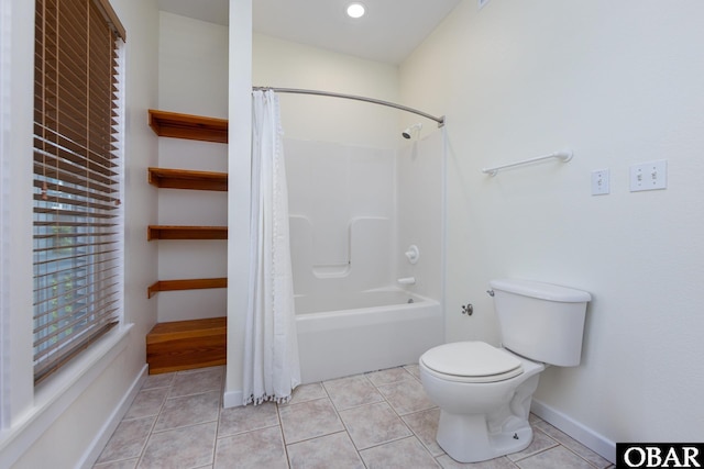 25245 Island Pines Dr Lot 6, Waves, NC 27982 - full bath with tile patterned flooring, toilet, baseboards, and shower / bath combo with shower curtain