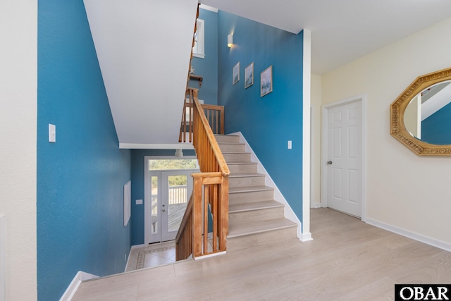 25245 Island Pines Dr Lot 6, Waves, NC 27982 - stairs featuring baseboards and wood finished floors