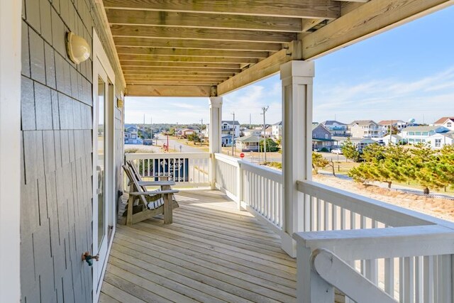 deck with a residential view