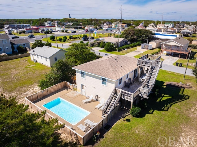 aerial view with a residential view