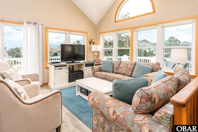 1133 Payson St Lot 120, Corolla, NC 27927 - living area featuring light wood finished floors and high vaulted ceiling