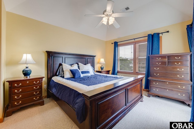 117 Four Seasons Ln Lot 12, Duck, NC 27949 - bedroom featuring light carpet, lofted ceiling, and a ceiling fan