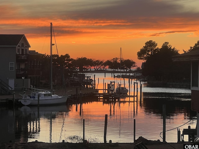 view of dock featuring a water view