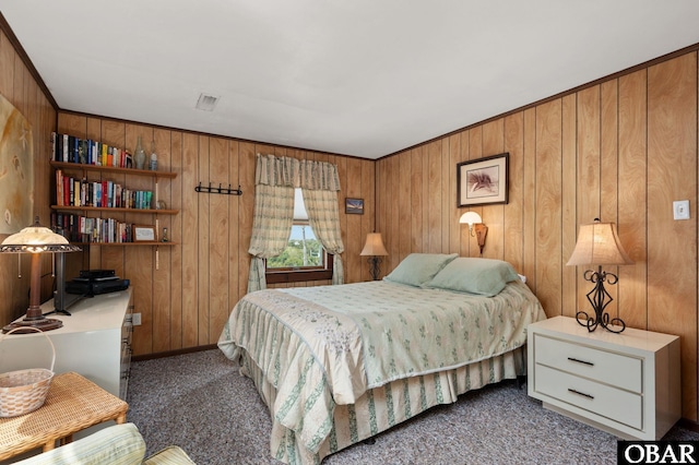 57105 Lighthouse Rd Lot 2, Hatteras, NC 27943 - bedroom featuring wood walls and carpet floors