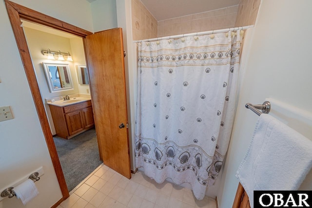 26509 Colony Dr Lot 6, Salvo, NC 27972 - bathroom with vanity, tile patterned flooring, and a shower with curtain