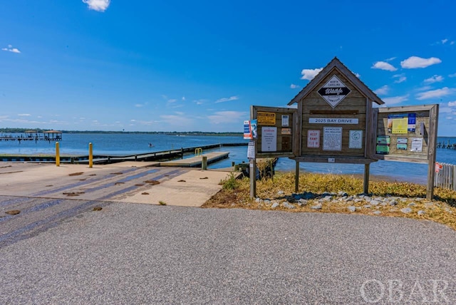 exterior space featuring a water view