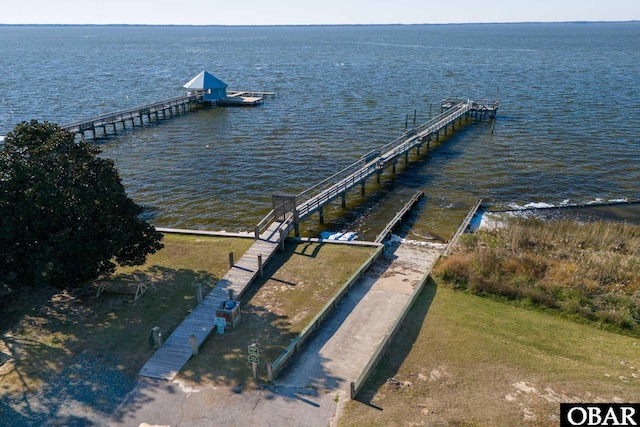 dock area featuring a water view