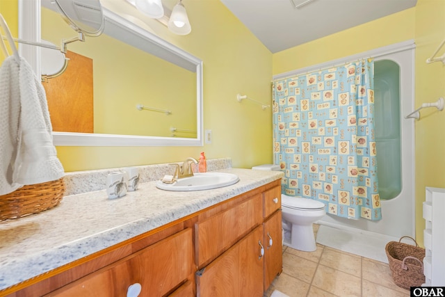 2201 Sandpiper Rd Lot # 13, Corolla, NC 27927 - full bathroom with vanity, shower / bath combo with shower curtain, and tile patterned flooring