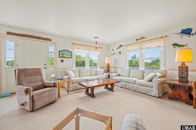 2201 Sandpiper Rd Lot # 13, Corolla, NC 27927 - living room with wainscoting and carpet flooring