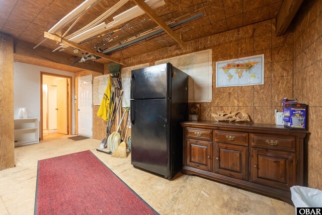 2201 Sandpiper Rd Lot # 13, Corolla, NC 27927 - kitchen with freestanding refrigerator and dark brown cabinets