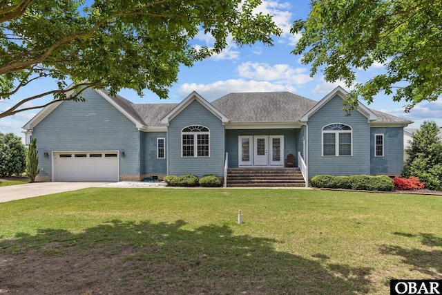 102 E Point Estates Ct Lot 2, Knotts Island, NC 27950 - single story home featuring a front lawn, driveway, and a garage