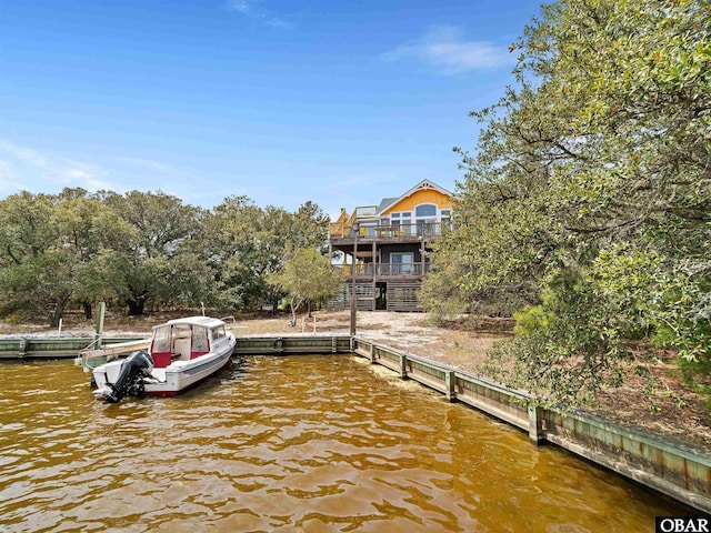 dock area featuring a water view