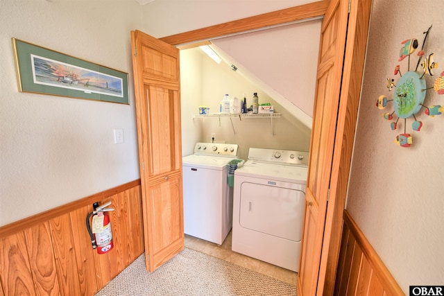 58208 Sand Rd Lot 19, Hatteras, NC 27943 - laundry room featuring washer and dryer and wainscoting