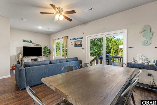 102 Prince Charles Ct Lot 47, Kill Devil Hills, NC 27948 - dining space featuring ceiling fan, dark wood-style flooring, and baseboards