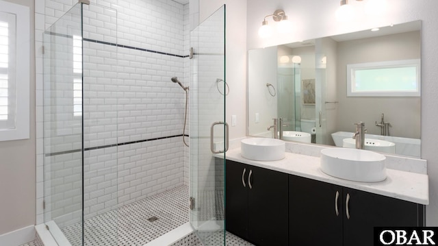 909 Lighthouse Dr Lot # 8, Corolla, NC 27927 - full bath featuring a shower stall and double vanity