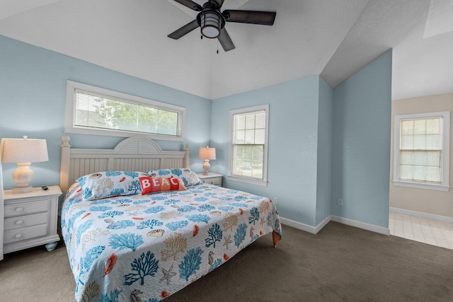 1386B Duck Rd Lot 34, Duck, NC 27949 - carpeted bedroom with lofted ceiling, a ceiling fan, and baseboards