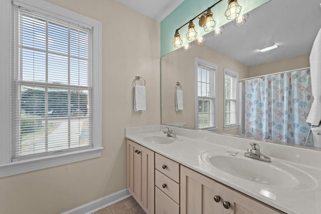 1386B Duck Rd Lot 34, Duck, NC 27949 - full bathroom with tile patterned floors, baseboards, a sink, and double vanity