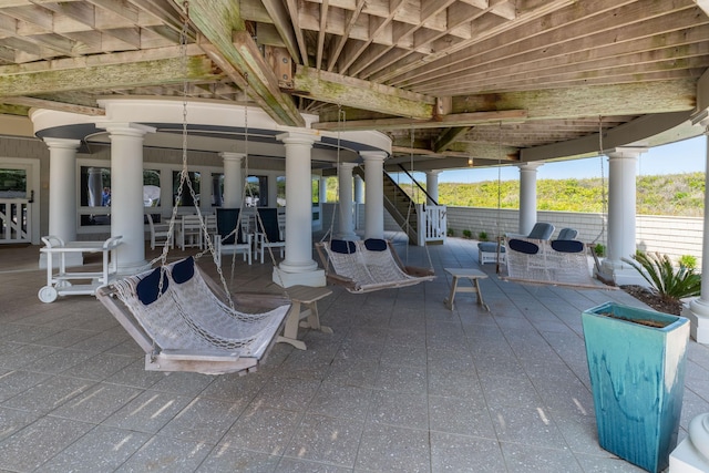 view of patio / terrace with stairway