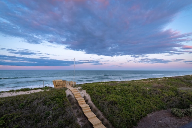 view of water feature featuring a beach view