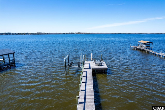 view of dock featuring a water view