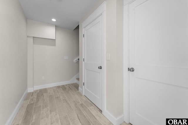 902 S Virginia Dare Trl Unit 703, Kill Devil Hills, NC 27948 - hall with light wood-type flooring, baseboards, and recessed lighting