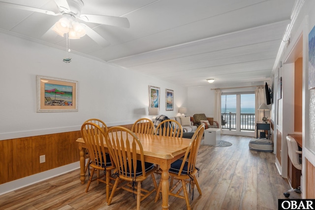 8123 S Old Oregon Inlet Rd Unit 208, Nags Head, NC 27959 - dining space featuring wood finished floors and ceiling fan