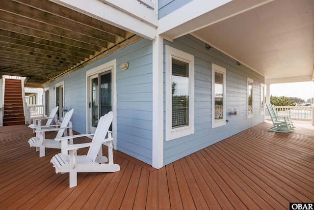 deck featuring a porch