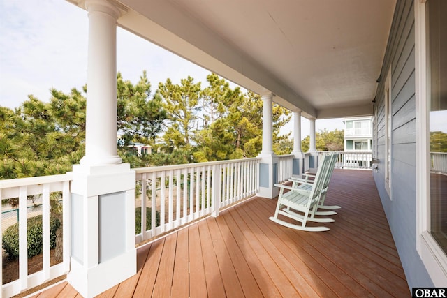 deck with a porch