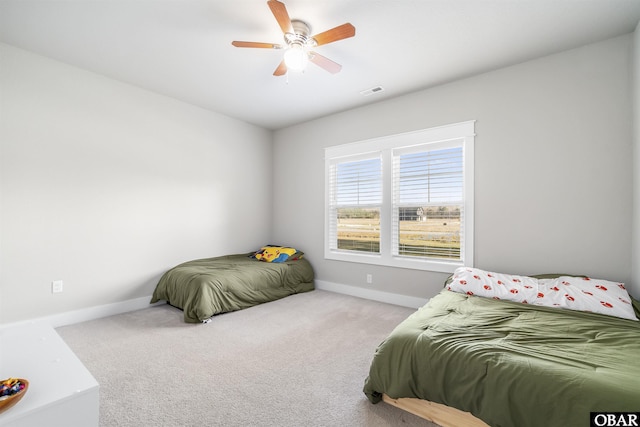102 Keeter Barn Rd, Camden, NC 27976 - bedroom featuring baseboards, visible vents, carpet, and a ceiling fan