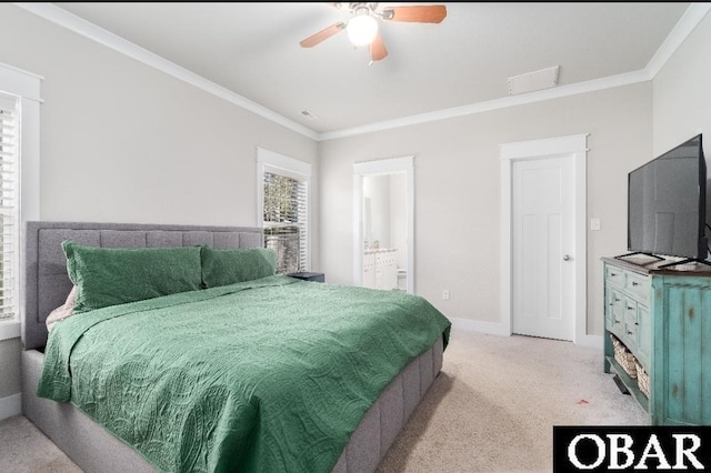 102 Keeter Barn Rd, Camden, NC 27976 - bedroom featuring carpet flooring, ornamental molding, baseboards, and visible vents