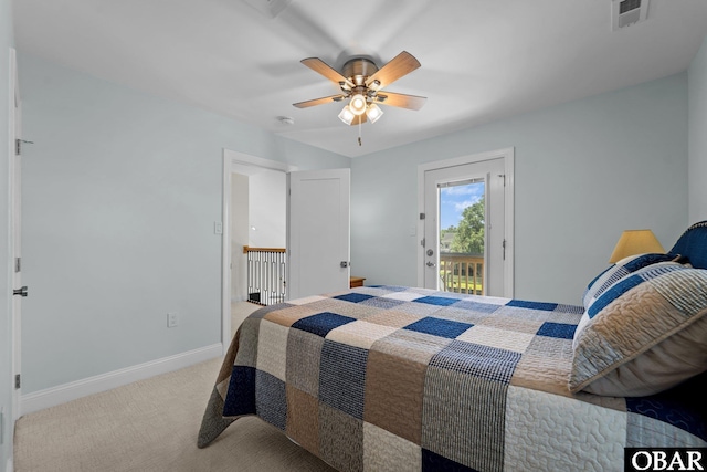 117 Broadbay Dr Lot 119, Kill Devil Hills, NC 27948 - bedroom featuring access to outside, carpet, and a ceiling fan
