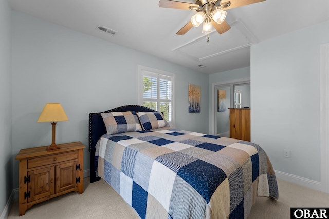 117 Broadbay Dr Lot 119, Kill Devil Hills, NC 27948 - bedroom featuring light carpet, attic access, and a ceiling fan