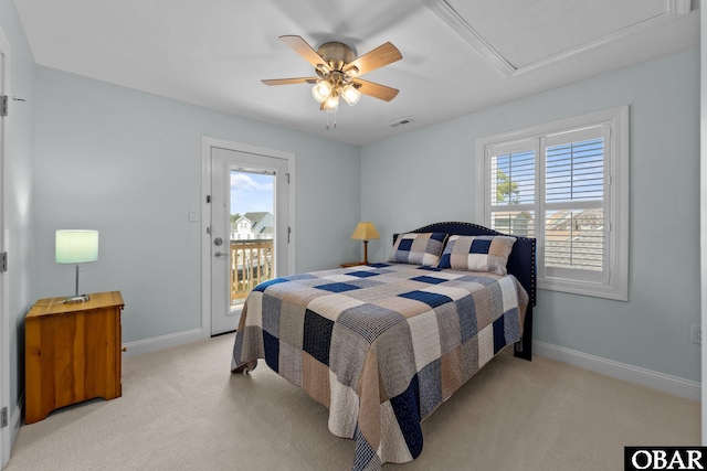117 Broadbay Dr Lot 119, Kill Devil Hills, NC 27948 - bedroom with access to exterior, light colored carpet, and ceiling fan