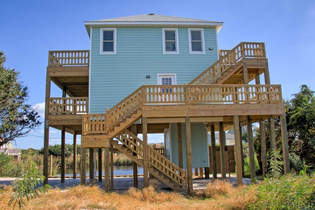 56185 Cedar Ave Lot 5, Hatteras, NC 27943 - back of house with a deck and stairway