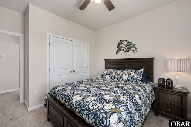 1804 Harbour View Dr Lot 91-O, Kill Devil Hills, NC 27948 - bedroom with light carpet, a closet, and a ceiling fan