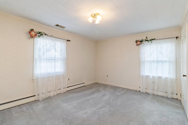 3858 Caratoke Hwy, Maple, NC 27956 - empty room featuring ornamental molding, carpet floors, and a baseboard heating unit