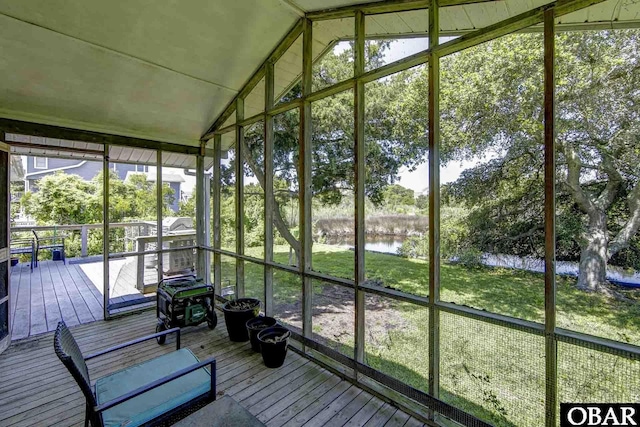 155 Loop Rd Lot 5, Ocracoke, NC 27960 - sunroom featuring a water view and vaulted ceiling