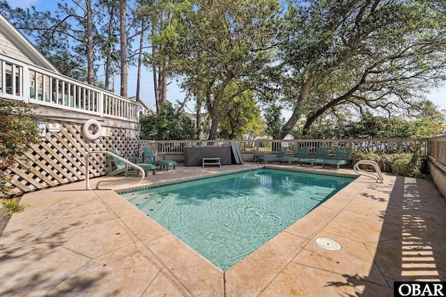 1148 Dunton Dr Lot 337, Corolla, NC 27927 - view of swimming pool with a fenced in pool, fence, and a patio