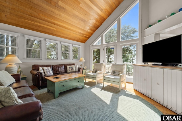 1148 Dunton Dr Lot 337, Corolla, NC 27927 - living room featuring wood ceiling and high vaulted ceiling