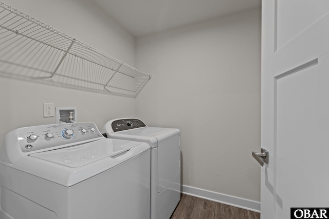 307 Sunny Lk Lot 106, Moyock, NC 27958 - laundry room with separate washer and dryer and dark wood-style flooring