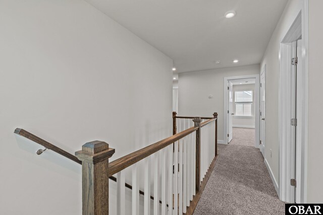 307 Sunny Lk Lot 106, Moyock, NC 27958 - hallway featuring carpet flooring, an upstairs landing, and recessed lighting