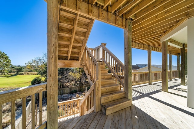 wooden terrace with stairs