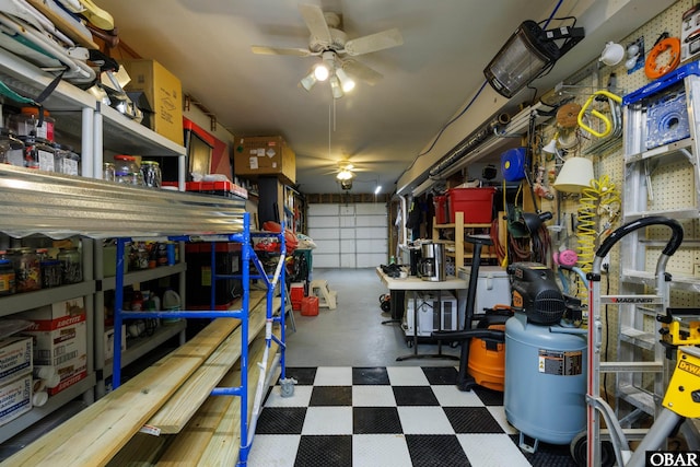 119 Baycliff Trl Lot 119, Kill Devil Hills, NC 27948 - garage featuring ceiling fan and a workshop area