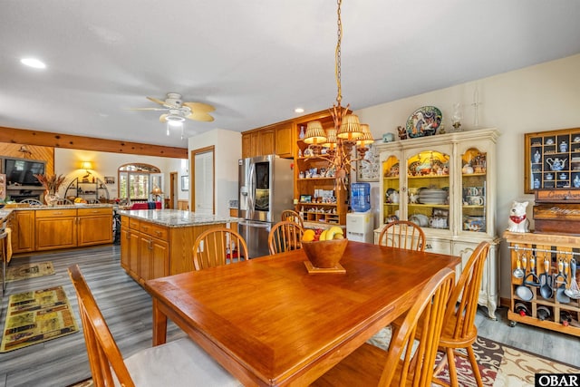 119 Baycliff Trl Lot 119, Kill Devil Hills, NC 27948 - dining area with dark wood-style floors, a ceiling fan, and recessed lighting