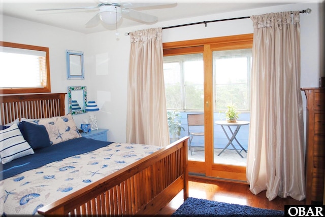 27211 Dory Rd Lot 22, Salvo, NC 27972 - bedroom featuring access to exterior, wood finished floors, and a ceiling fan