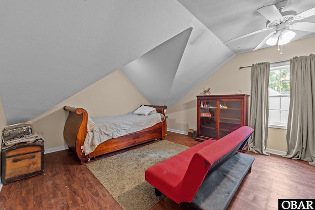 116 First Colony Ct Lot 4, Manteo, NC 27954 - bedroom with vaulted ceiling, wood finished floors, and a ceiling fan