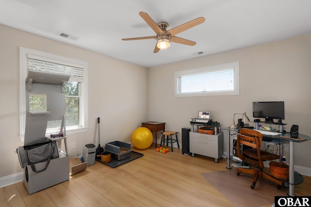 103 King Edward Ct Lot 13, Kill Devil Hills, NC 27948 - office with ceiling fan, light wood-type flooring, and baseboards