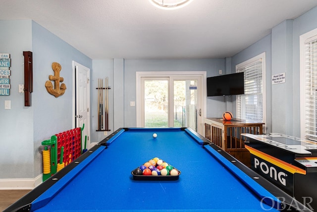 playroom with billiards and baseboards