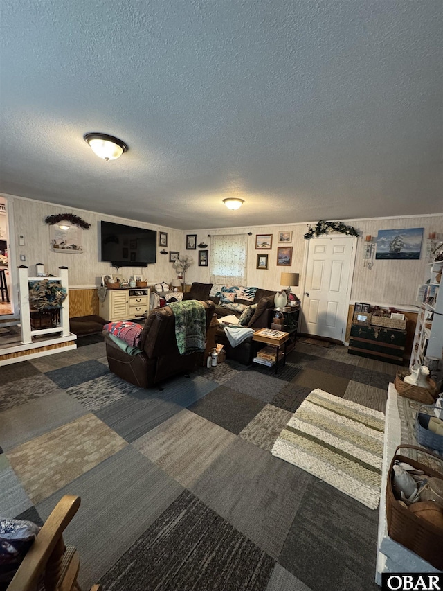 524 Aydlett Rd, Aydlett, NC 27916 - living room featuring carpet and a textured ceiling
