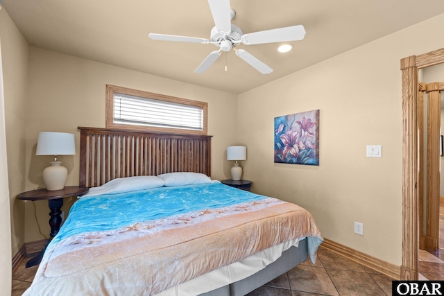 109 Duck Ridge Village Ct Lot 14, Duck, NC 27949 - tiled bedroom featuring baseboards and a ceiling fan